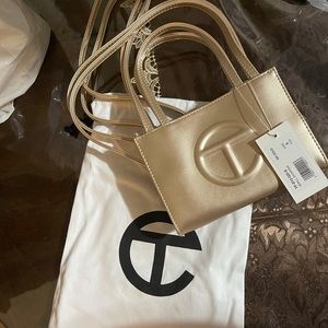 Telfar gold small bag NWT